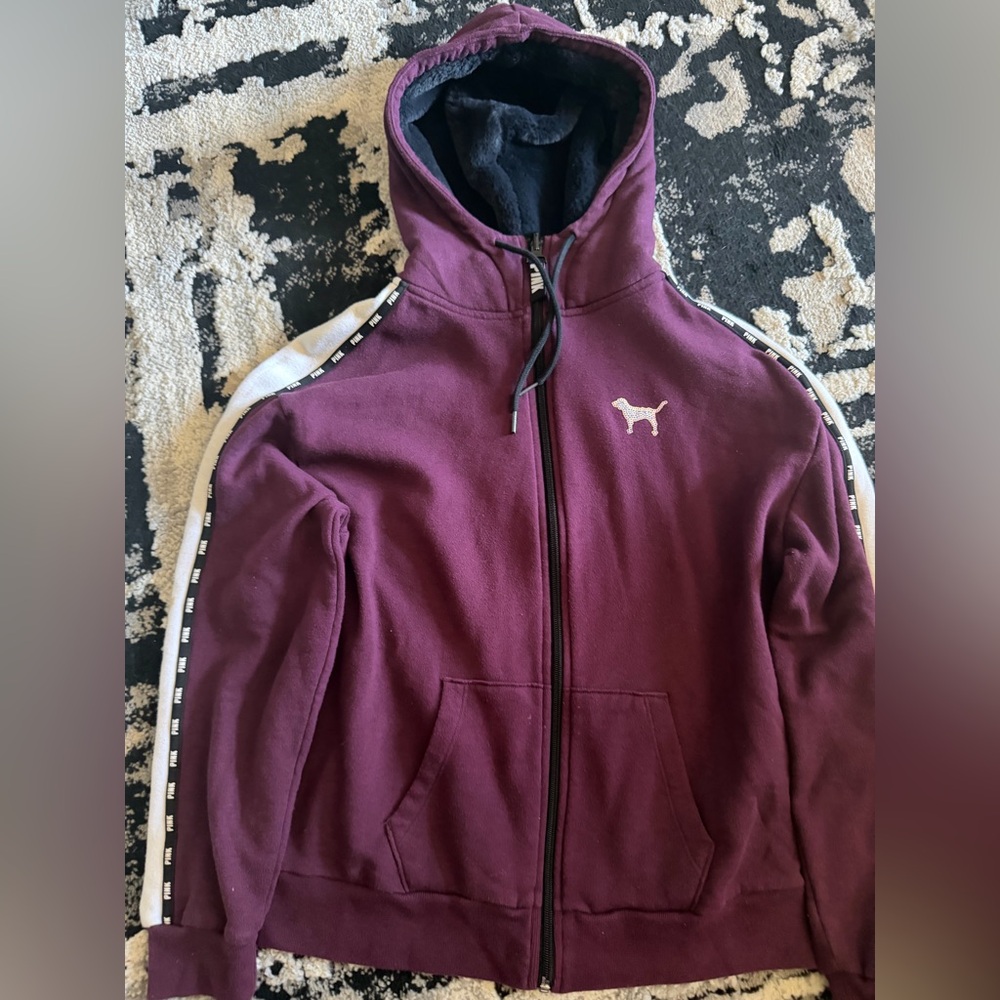 PINK Victoria's Secret Maroon Zip-Up Hoodie